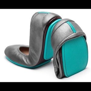 Tieks Metallic Pewter Leather Ballet Flats Size 7